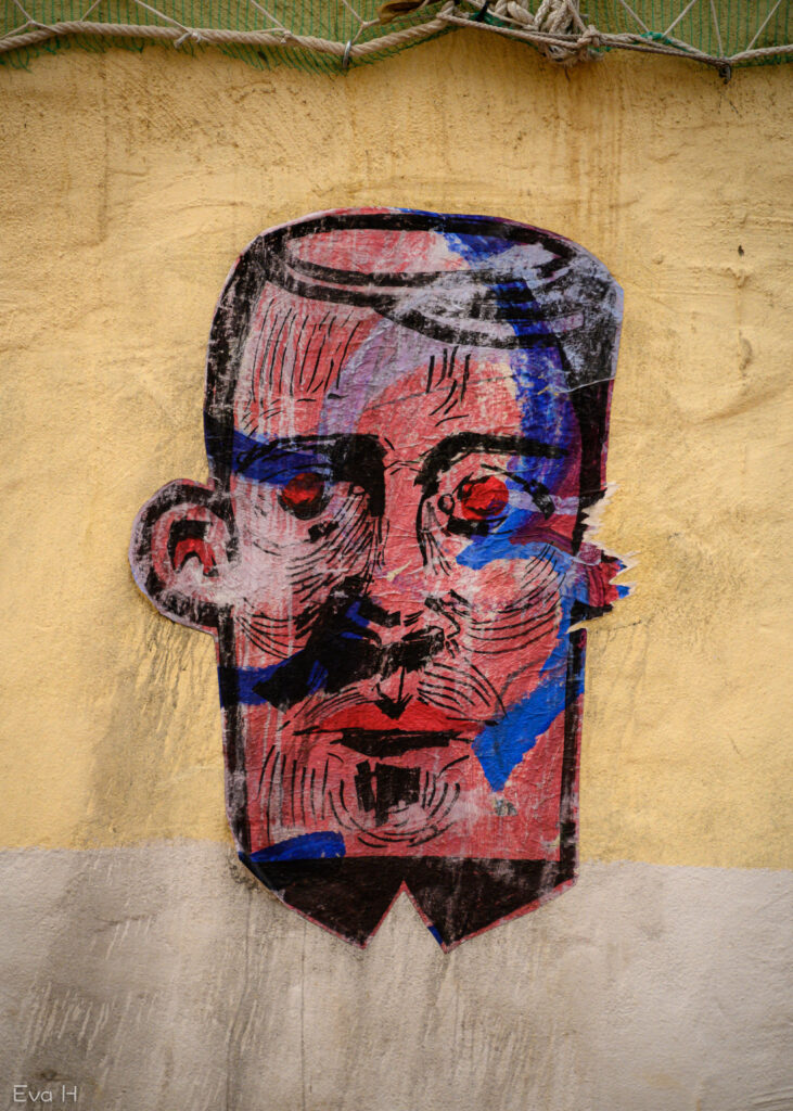 Ansikt på murvegg, gatekunst fra Gran Canaria, fotografi