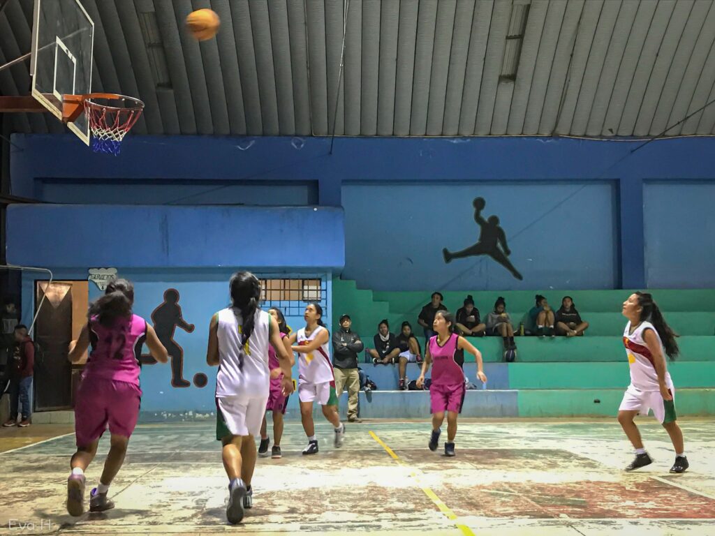 Jenter spiller basket, fotografi